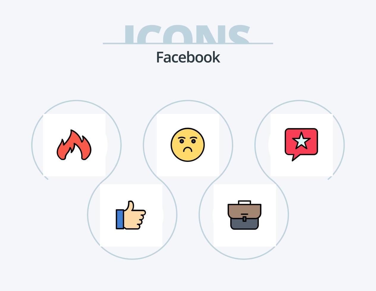 linha do facebook cheia de ícones do pacote 5 design de ícones. marca. cack. amigos. favorito. amar vetor