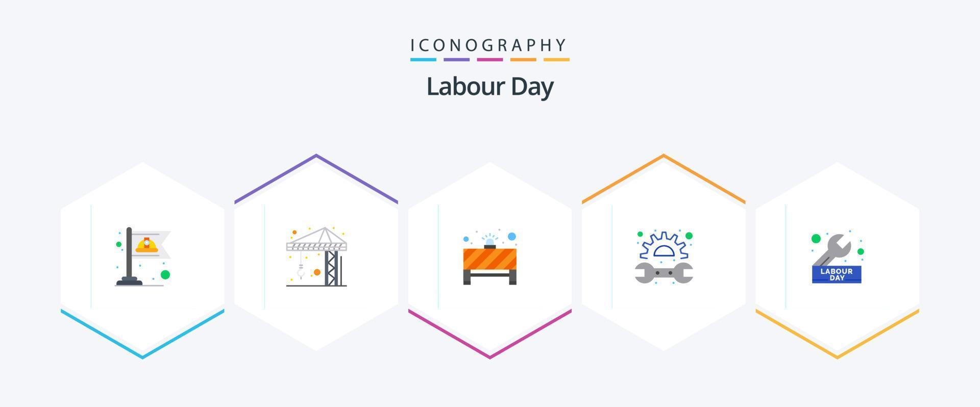 pacote de ícones planos do dia do trabalho 25, incluindo engenheiro. dia. perceber. chave inglesa. mecânico vetor