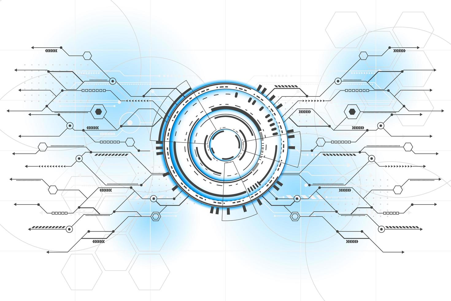 ilustração e vetor abstrato futurista de circuito de linha de conexão