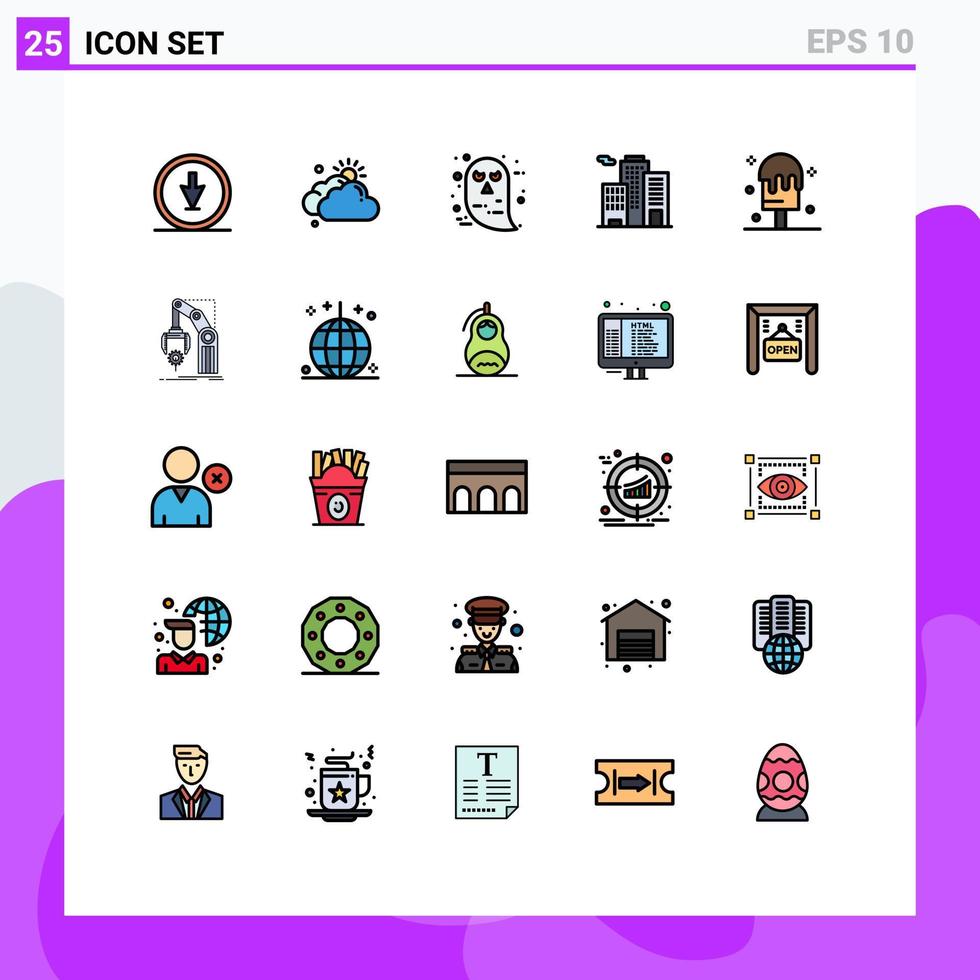 conjunto de 25 sinais de símbolos de ícones de interface do usuário modernos para elementos de design de vetor editável de negócios de sol de escritório de gelo halloween