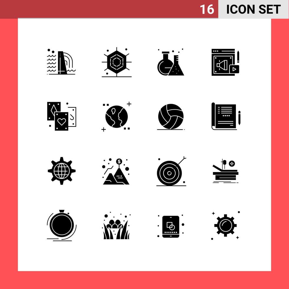 16 ícones criativos sinais e símbolos modernos de laboratório de cartão mágico megafone marketing digital elementos de design de vetores editáveis
