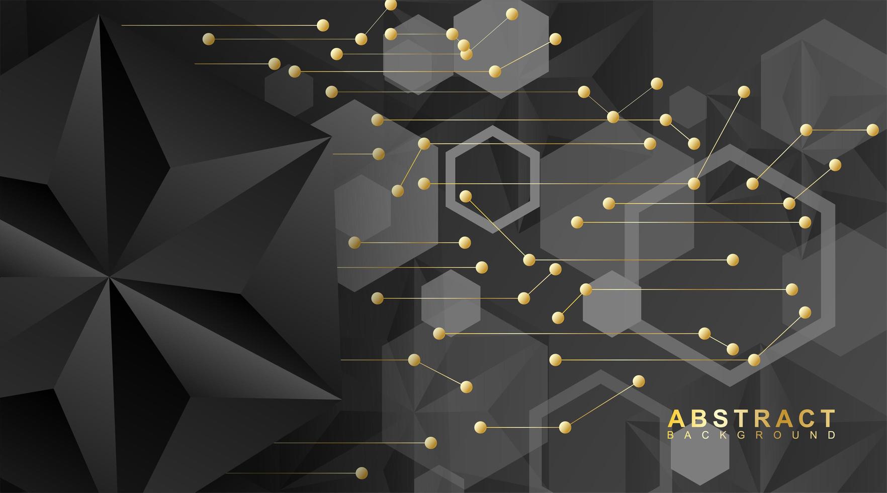 linhas abstratas e pontos são conectados. tecnologia de fundo vector com hexágonos pretos ou triângulo.