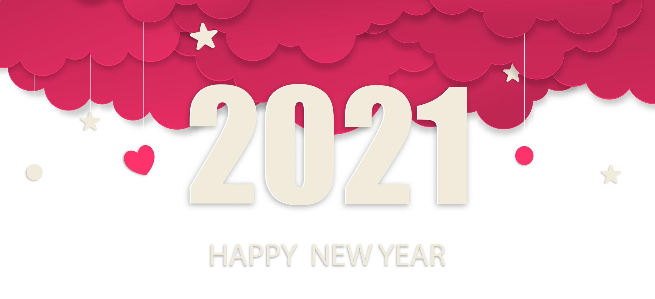 feliz ano novo 2021, estilo de arte em papel, banner de ano novo 2021 vetor