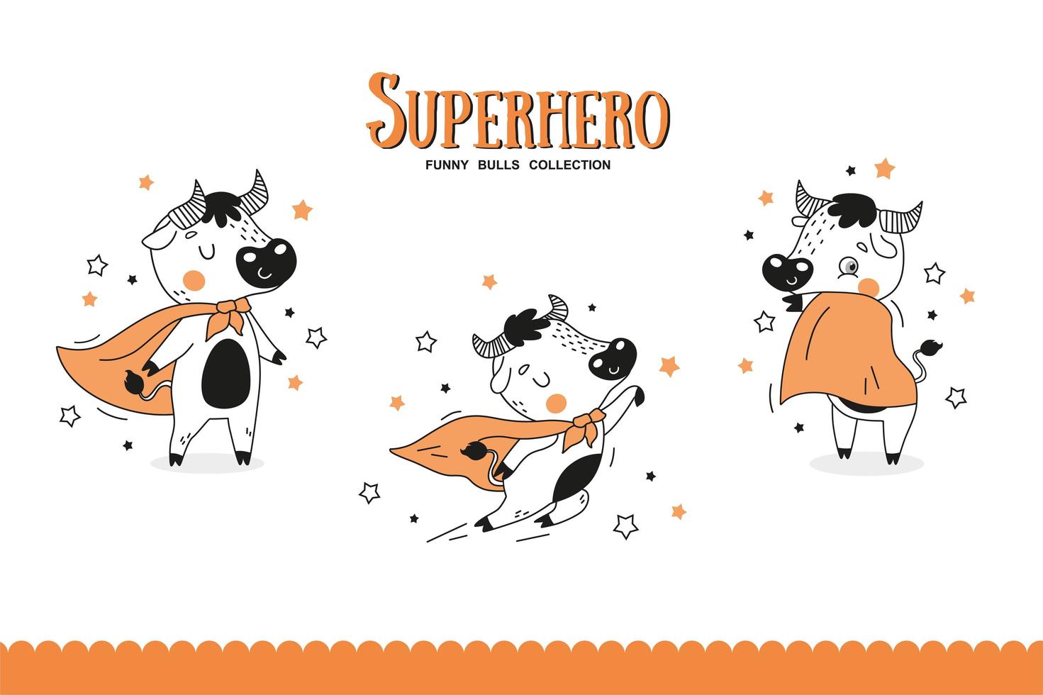 coleção de super-heróis de touros dos desenhos animados. vetor