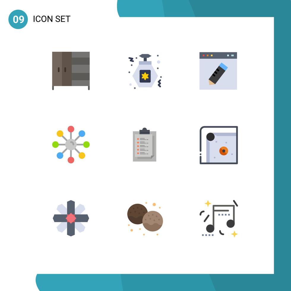 conjunto de 9 sinais de símbolos de ícones de interface do usuário modernos para proteção de pele de cartão de relatório editar elementos de design de vetor editável de pele de pele
