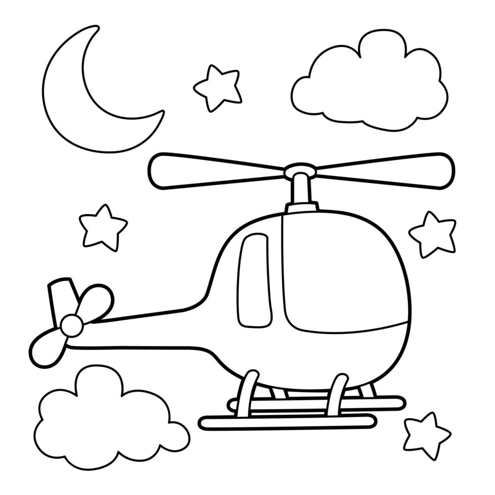 página para colorir de helicóptero vetor