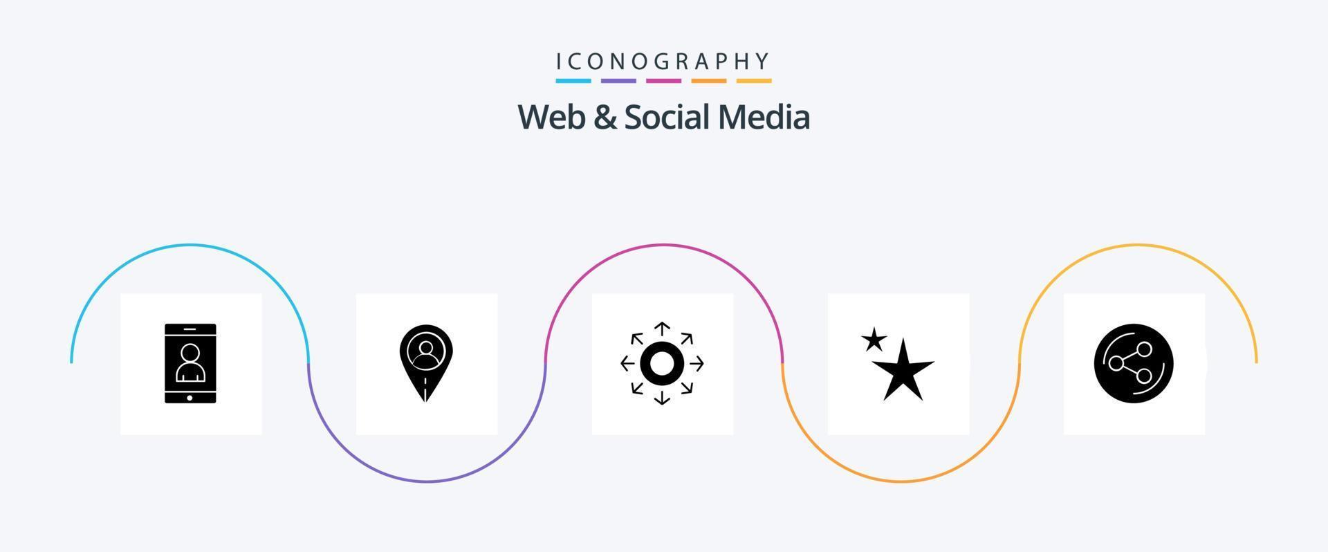 web e pacote de ícones de glyph 5 de mídia social, incluindo estrela. resumo . flecha vetor