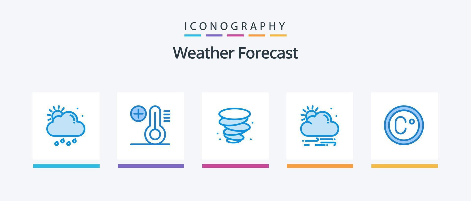 pacote de ícones do tempo azul 5, incluindo . a medida. clima. grau. clima. design de ícones criativos vetor