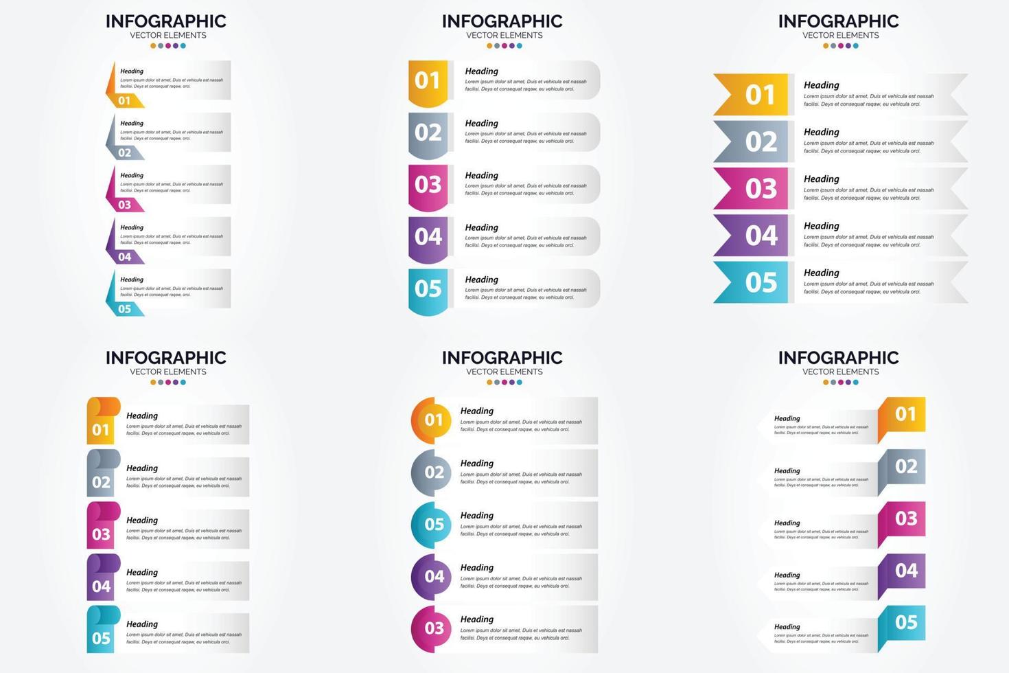 conjunto de design plano de infográficos de ilustração vetorial para folheto publicitário e revista vetor