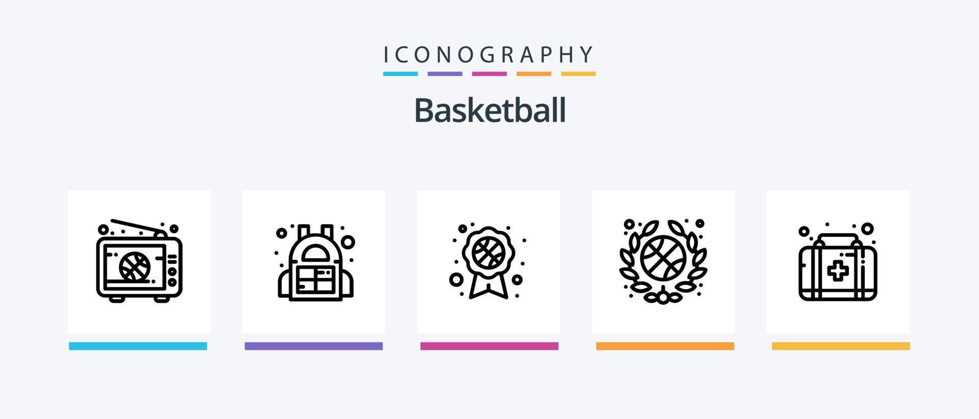 pacote de ícones da linha 5 de basquete, incluindo . ferida. Associação. equipe. design de ícones criativos vetor