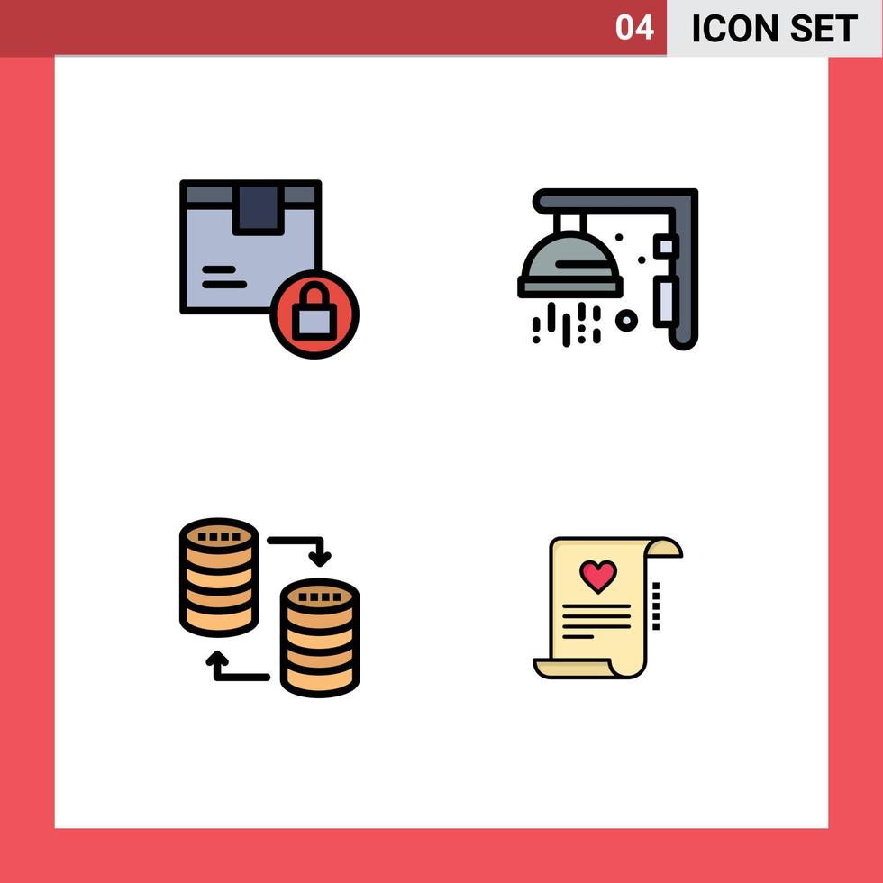 pacote de ícones vetoriais de estoque de 4 sinais e símbolos de linha para produto de banco de dados de caixa ginásio sql elementos de design de vetores editáveis