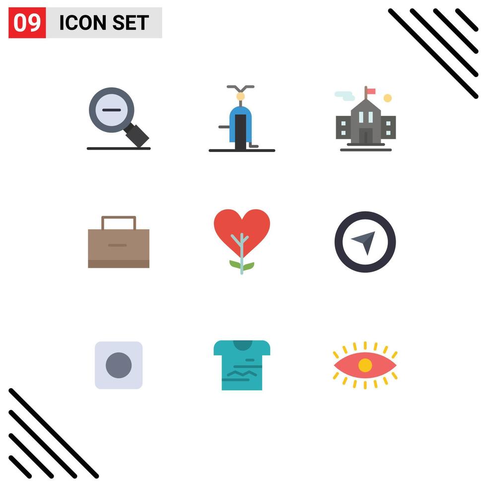pacote de ícones vetoriais de estoque de 9 sinais e símbolos de linha para transporte escolar de coração educação educação elementos de design de vetores editáveis