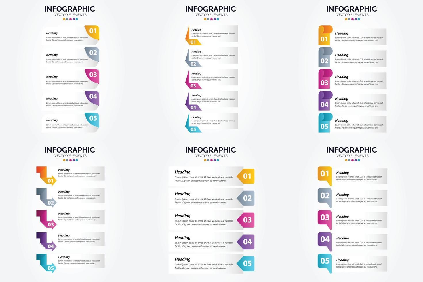 conjunto de design plano de infográficos de ilustração vetorial para folheto publicitário e revista vetor