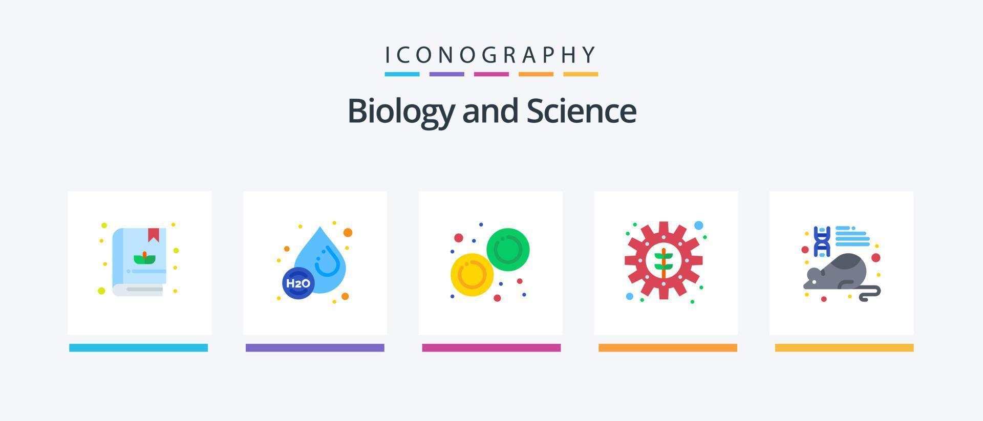 pacote de ícones de 5 planos de biologia, incluindo mouse. Educação. laboratório. configuração. engrenagem. design de ícones criativos vetor