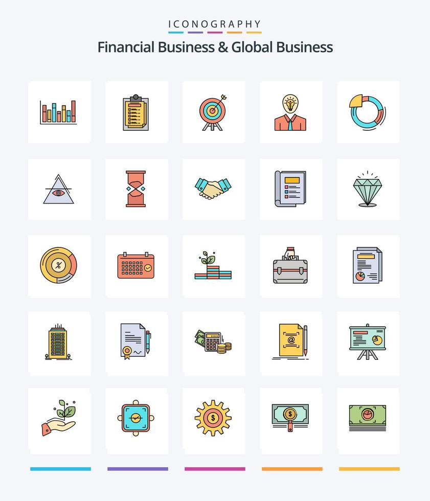 negócios financeiros criativos e pacotes de ícones preenchidos com 25 linhas de negócios globais, como crescimento. sucesso. Arquivo. idéia. placa vetor