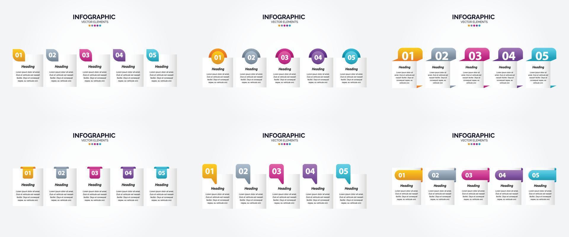 conjunto de design plano de infográficos de ilustração vetorial para folheto publicitário e revista vetor