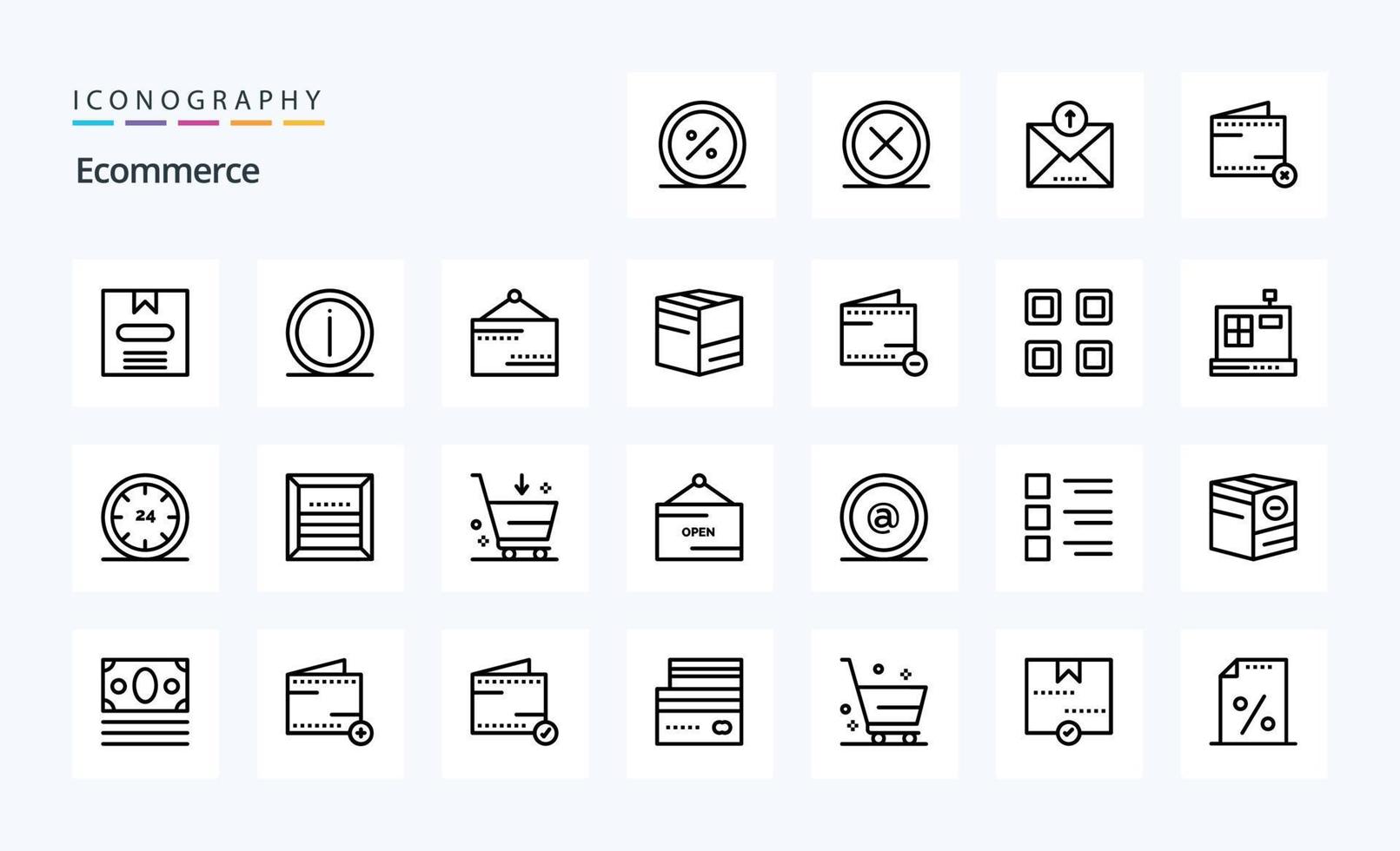 25 pacote de ícones de linha de comércio eletrônico vetor
