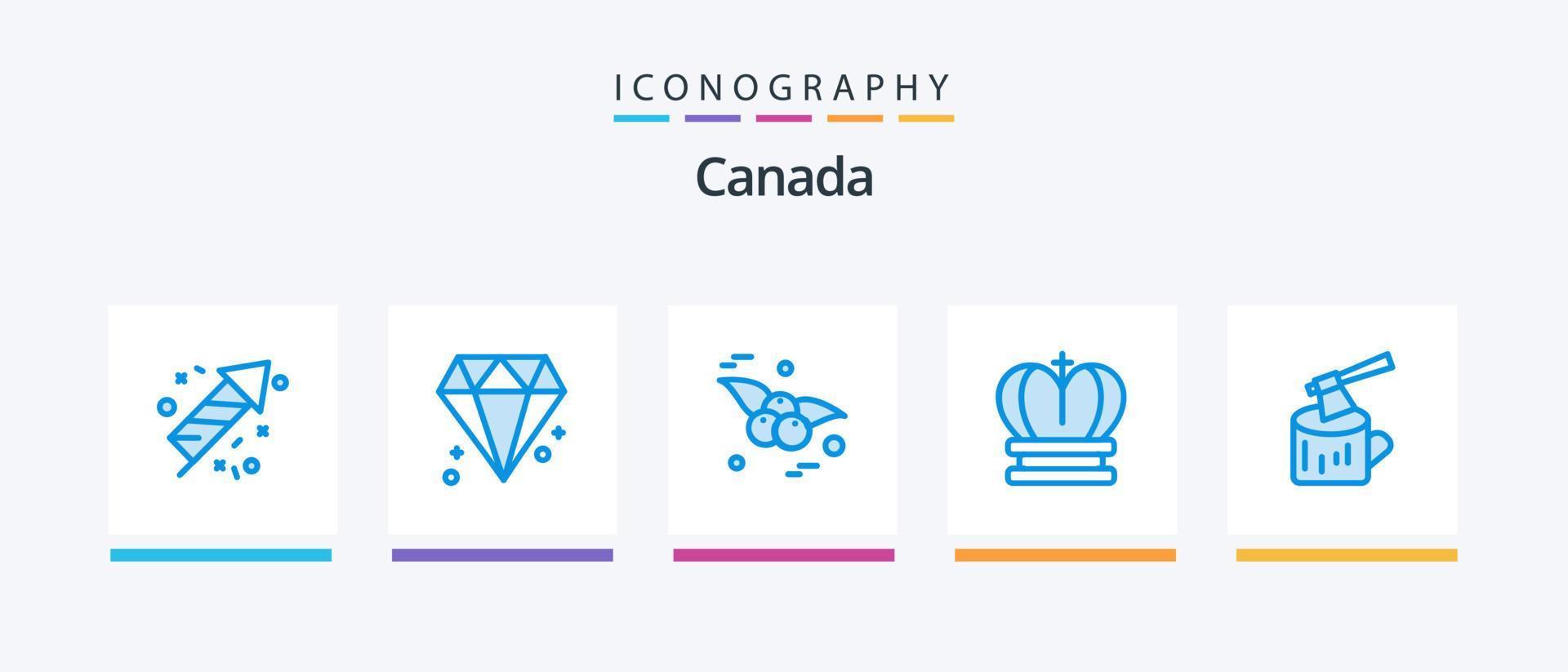 Pacote de ícones do Canadá azul 5, incluindo madeira. registro. Comida. machado. real. design de ícones criativos vetor