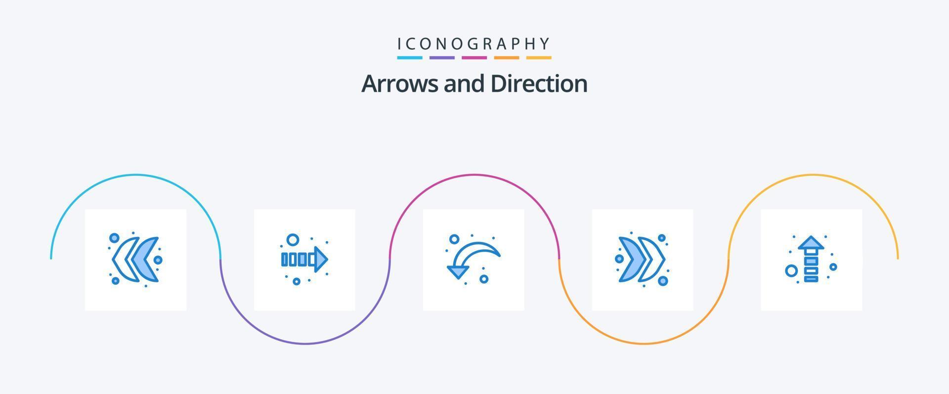 pacote de ícones de 5 setas azuis, incluindo . direção. seta direita. flecha. direita vetor