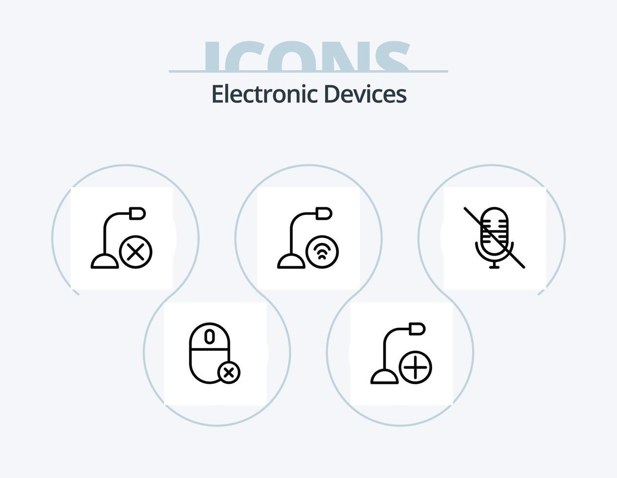 design de ícone do pacote de 5 ícones de linha de dispositivos. Apoio, suporte. fones de ouvido. hardware. mouse. engenhoca vetor