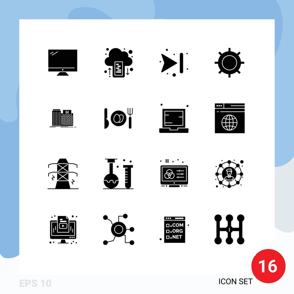 pacote de ícones vetoriais de estoque de 16 sinais e símbolos de linha para configuração de saúde, upload, conjunto de elementos de design de vetores editáveis básicos