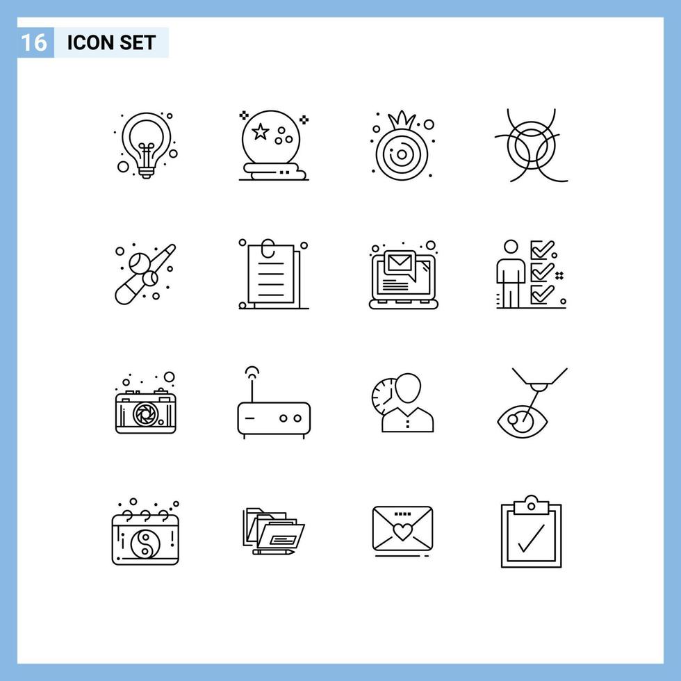 16 pacote de esboço de interface de usuário de sinais e símbolos modernos de elementos de design de vetores editáveis de ciência espacial divertida