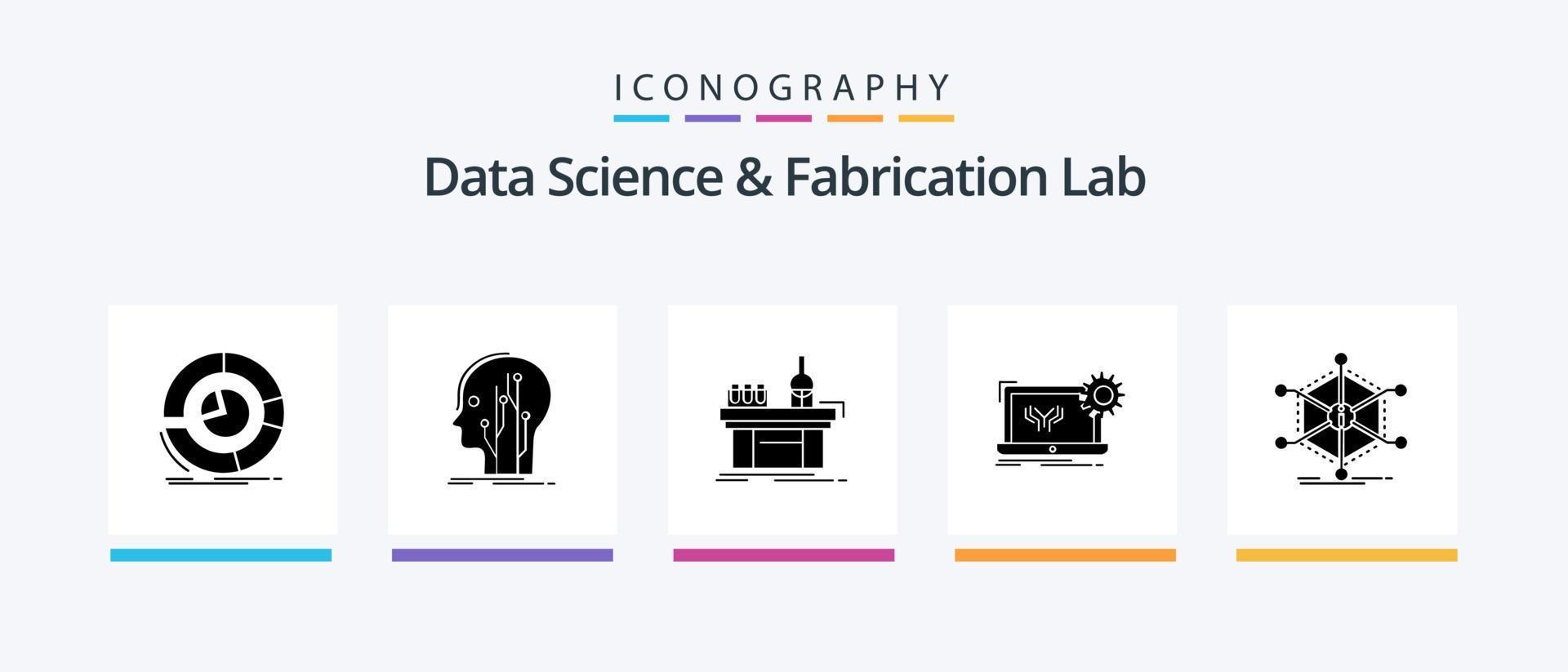 pacote de ícones de laboratório de ciência e fabricação de dados 5, incluindo eletrônicos. projeto. conhecimento. Produção. laboratório. design de ícones criativos vetor