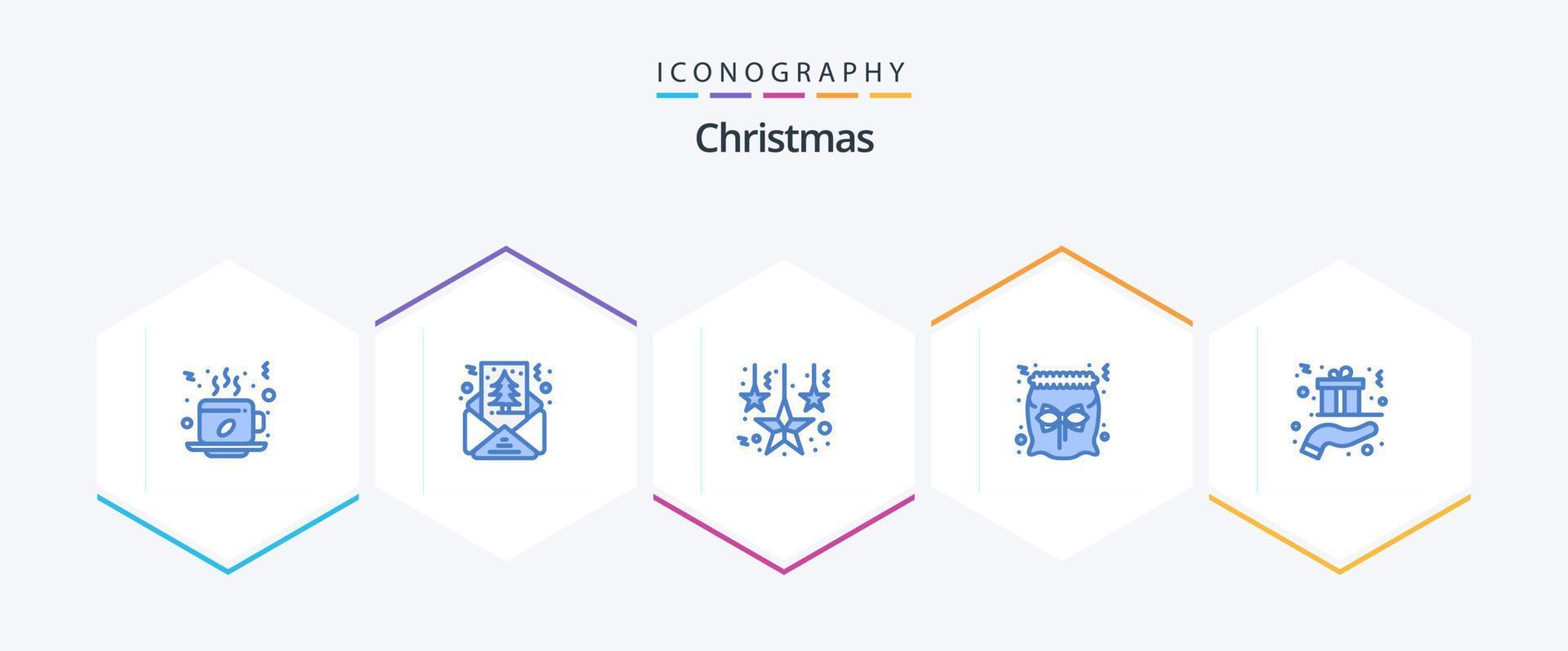 pacote de ícone azul de natal 25 incluindo presente. Presente. formas. Natal. saco vetor