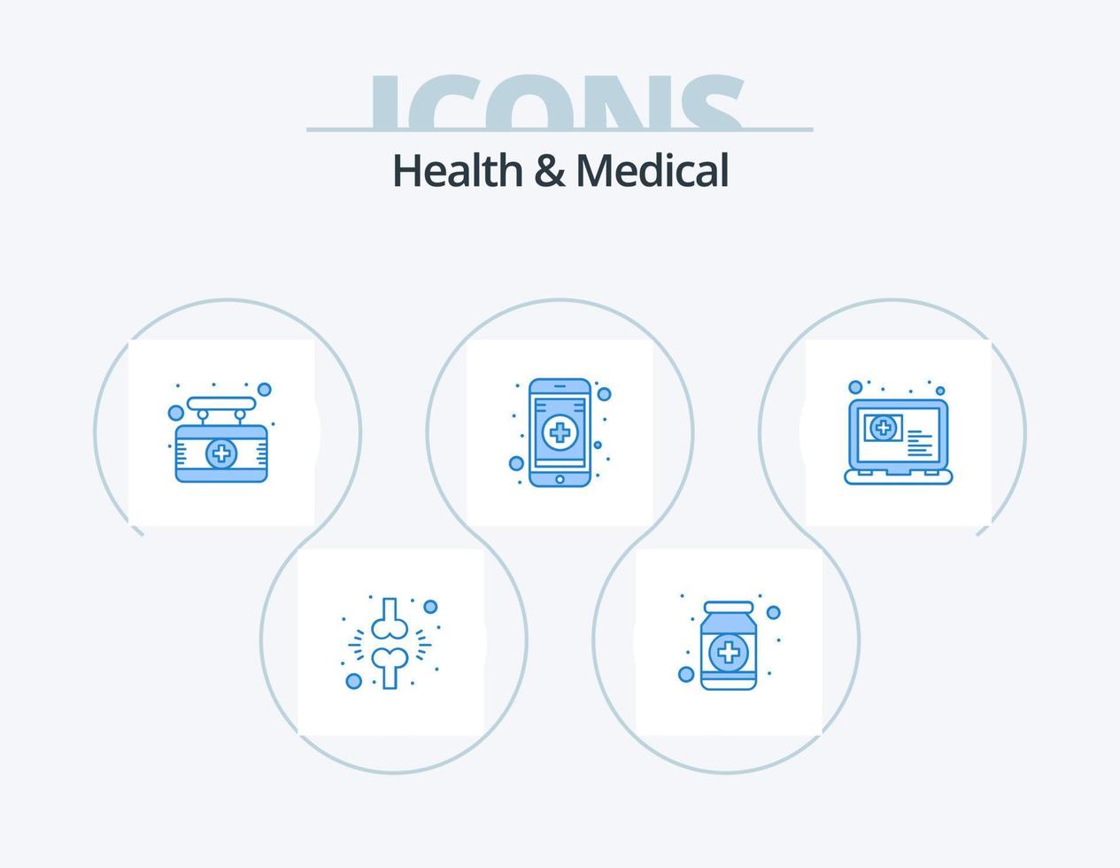saúde e ícone azul médico pack 5 design de ícones. médico. on-line. saúde. médico. médico vetor
