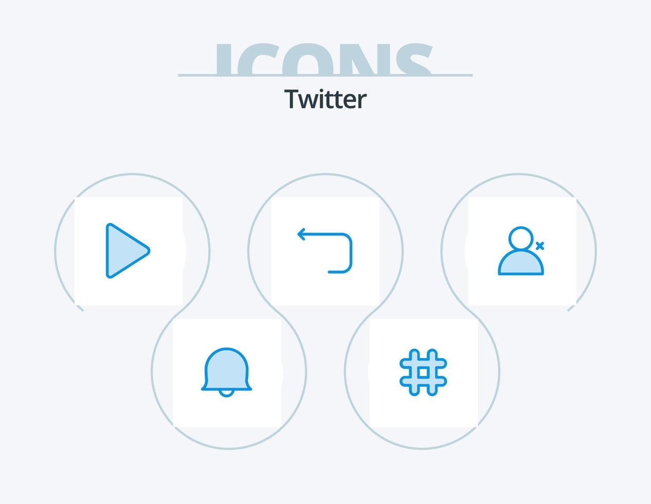 design de ícones do pacote de 5 ícones azuis do twitter. . Twitter. vídeo. descobrir pessoas. seta de loop vetor