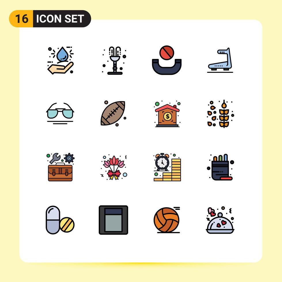 16 ícones criativos, sinais modernos e símbolos de vista galsses chamam esteira executando elementos de design de vetores criativos editáveis