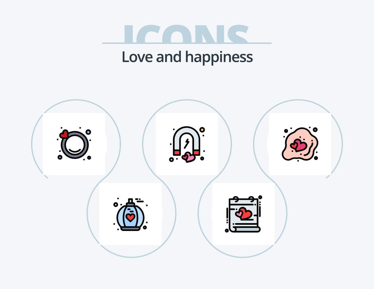 linha de amor cheia de ícones pack 5 design de ícones. amor louco. Casamento. coração. Festa. coração vetor