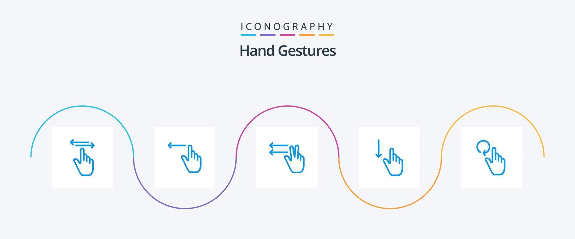 gestos de mão azul 5 pacote de ícones incluindo mão. gestos. deixei. gesto. baixa vetor