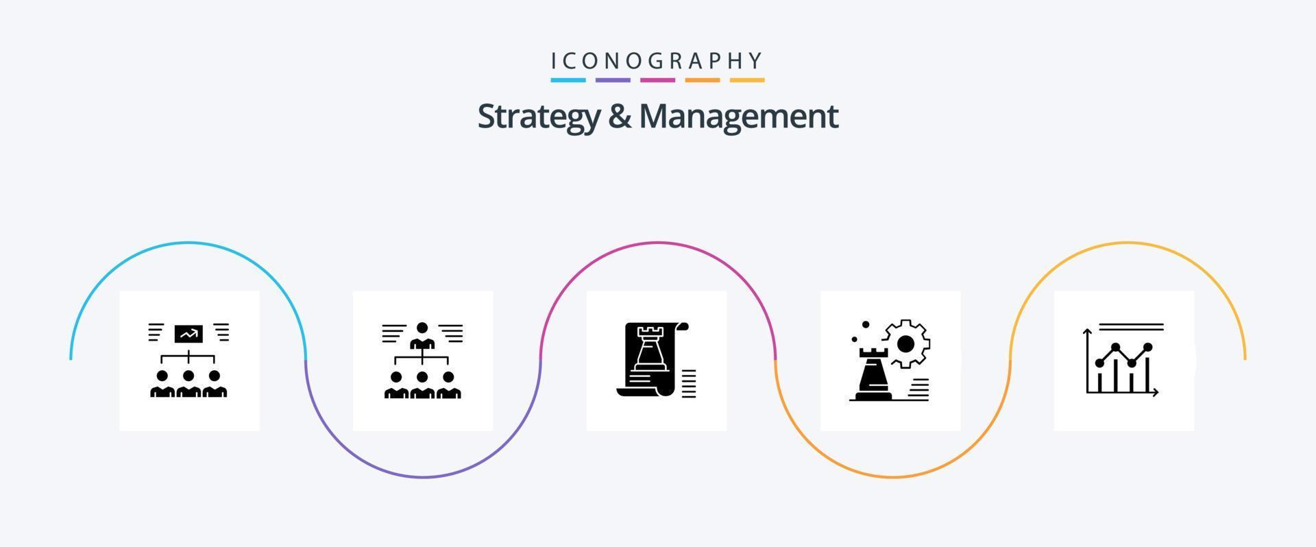 pacote de ícones de glifo 5 de estratégia e gerenciamento, incluindo xadrez. estratégia. do utilizador. forte. torre vetor