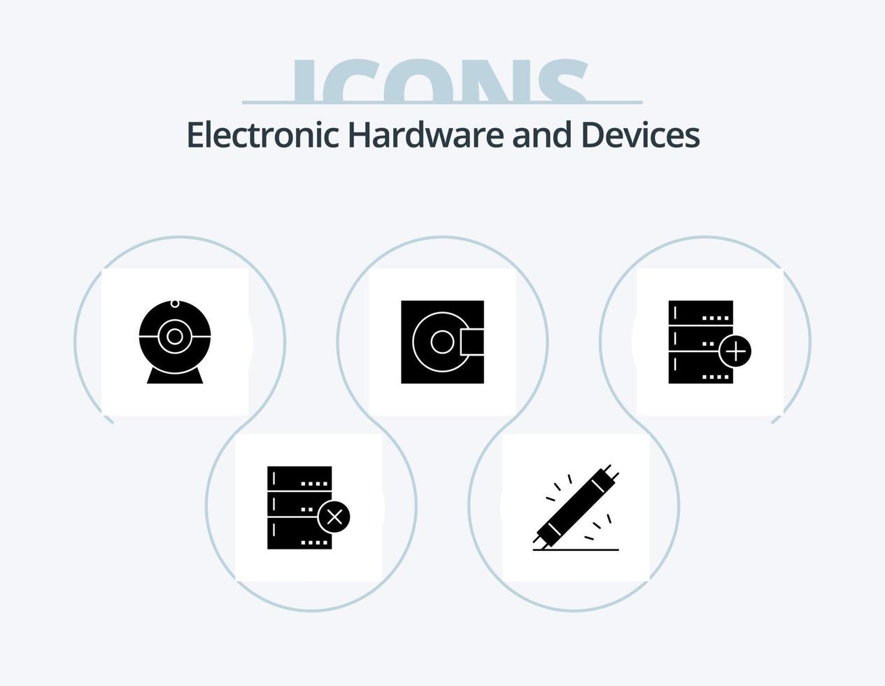 design de ícone do pacote de ícones de glifo de dispositivos 5. cópia de segurança. tecnologia. cam. produtos. eletrônicos vetor