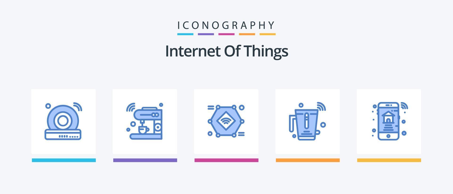 internet das coisas pacote de ícones azul 5 incluindo wi-fi. sumo. Wi-fi. liquidificador. câmera inteligente. design de ícones criativos vetor