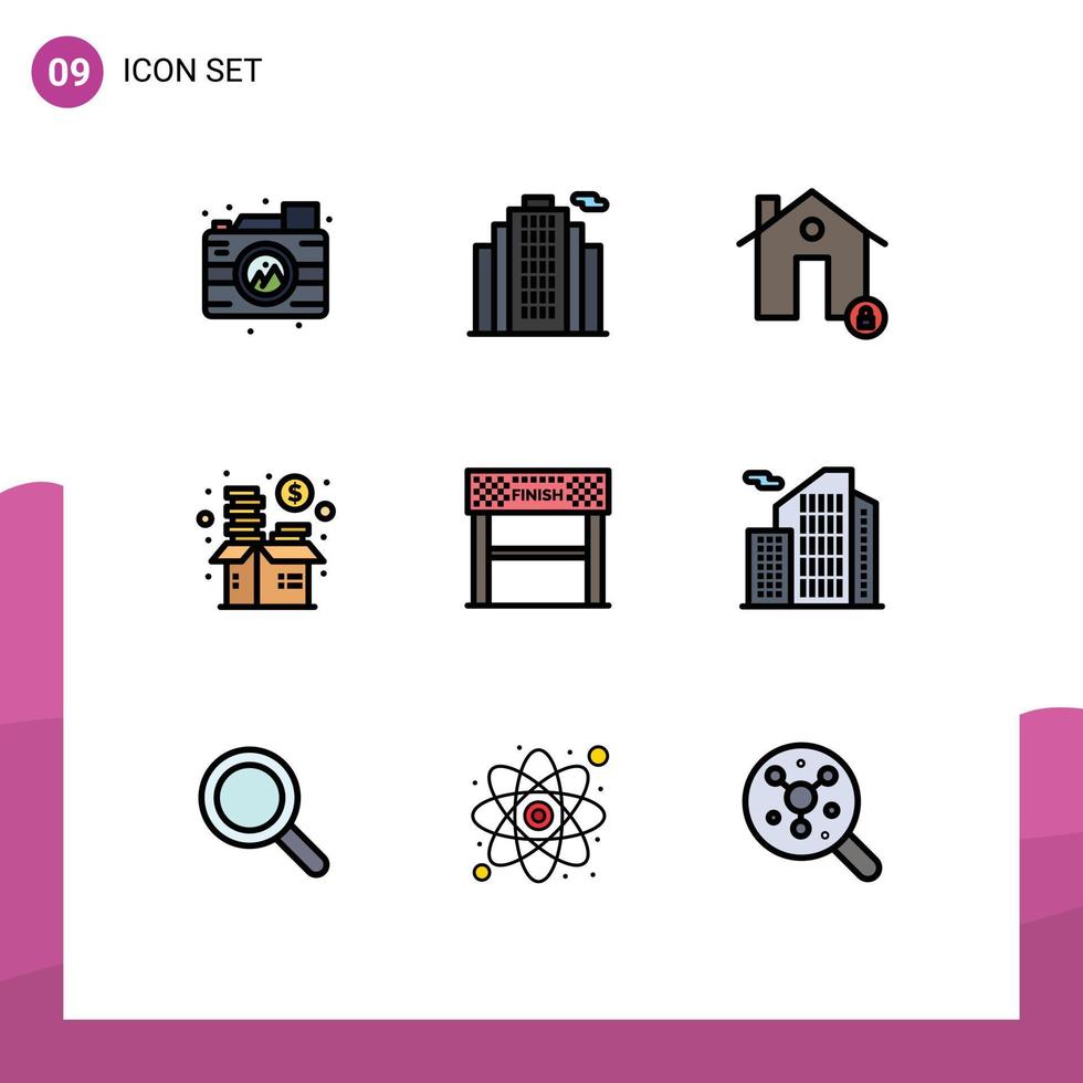9 ícones criativos, sinais modernos e símbolos de elementos de design de vetores editáveis de financiamento imobiliário de fundos de acabamento
