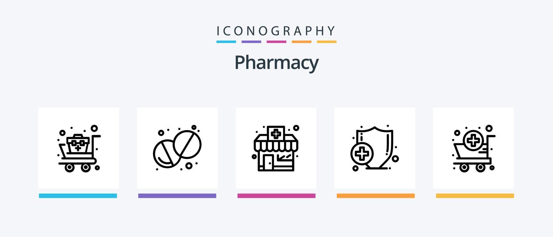 pacote de ícones da linha 5 de farmácia, incluindo pílula. saúde. 3d. farmacia. argamassa. design de ícones criativos vetor