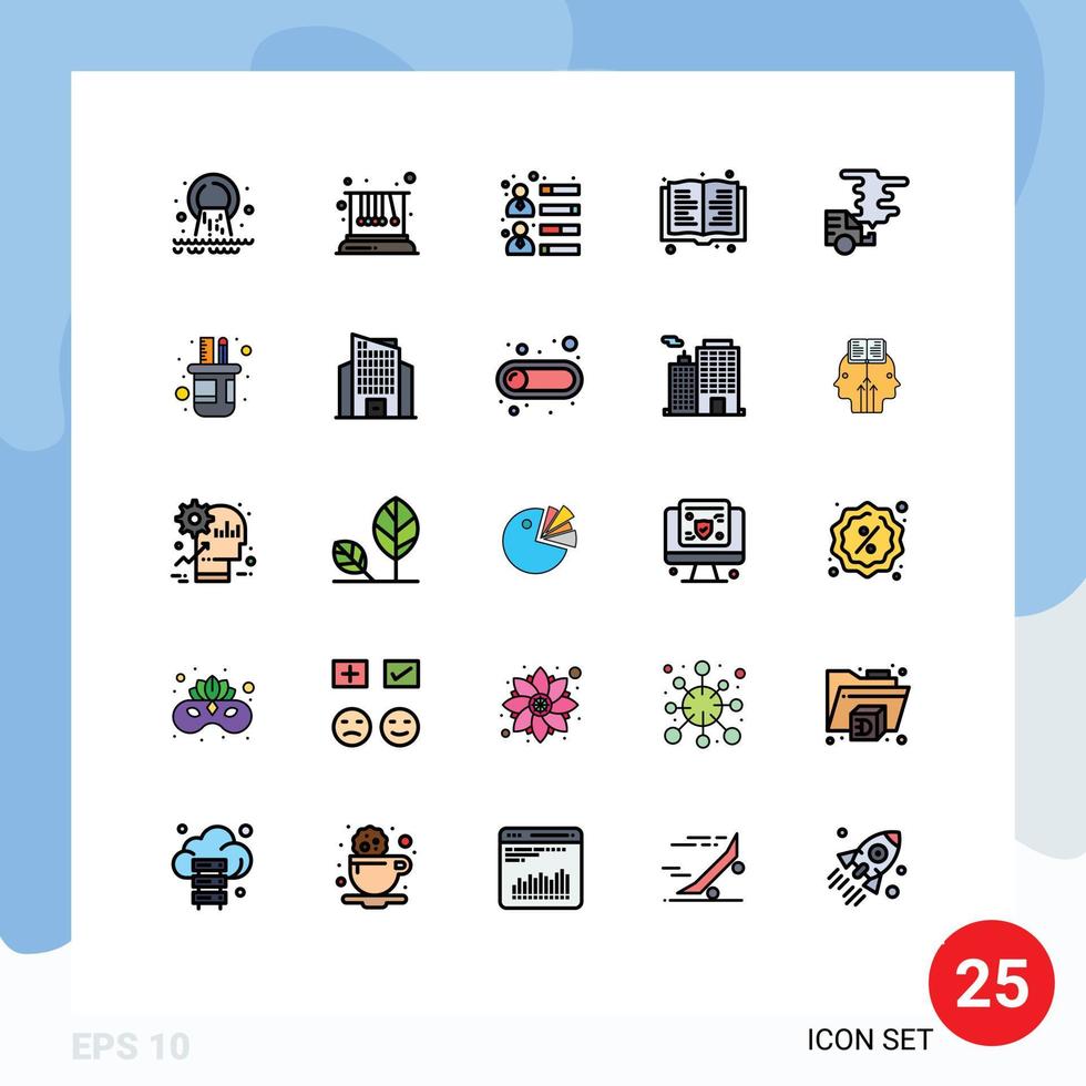 25 ícones criativos, sinais e símbolos modernos da escola de educação automotiva, leitura de habilidades de equipe, elementos de design de vetores editáveis