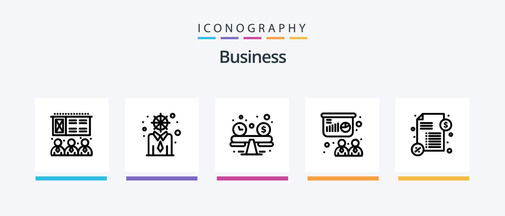 pacote de ícones da linha de negócios 5, incluindo treinamento. conferência. moderno. mala. o negócio. design de ícones criativos vetor