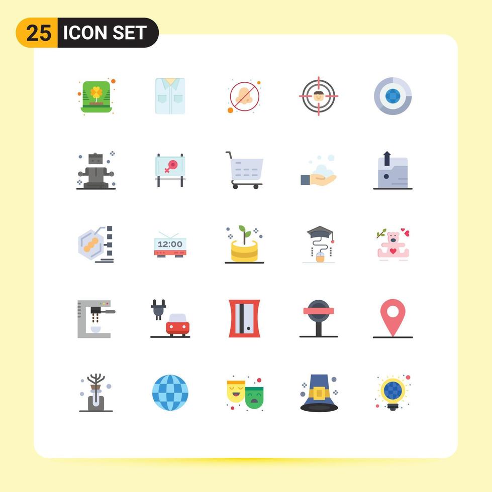 pacote de cores planas de 25 símbolos universais de recrutamento de recursos, compras humanas, evitar elementos de design vetorial editáveis vetor