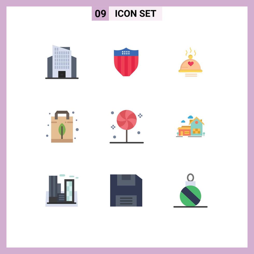 pacote de ícones vetoriais de estoque de 9 sinais e símbolos de linha para doces, comida, natureza, energia, elementos de design de vetores editáveis