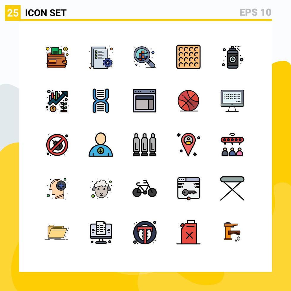 pacote de interface do usuário de 25 cores planas de linha preenchida básica de elementos de design de vetor editável de gráfico de grade de ideia de gráfico waffle