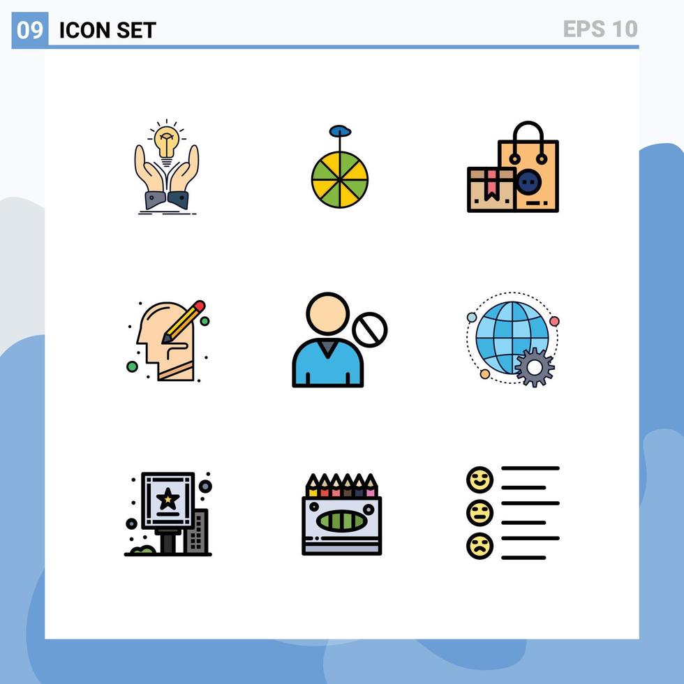 conjunto de 9 sinais de símbolos de ícones de interface do usuário modernos para escrever elementos de design de vetor editável de dia dos namorados humano