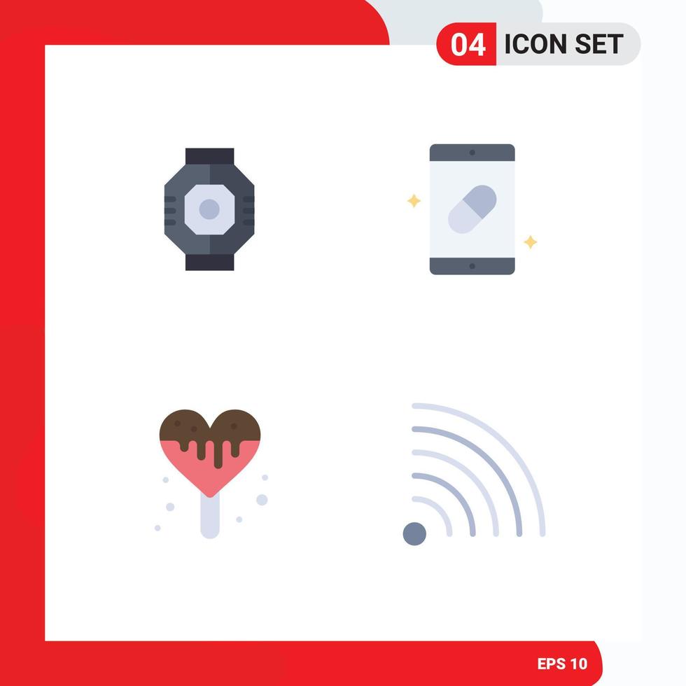 pacote de interface do usuário de 4 ícones planos básicos do módulo de pílulas airlock saúde gelo doce elementos de design vetoriais editáveis vetor