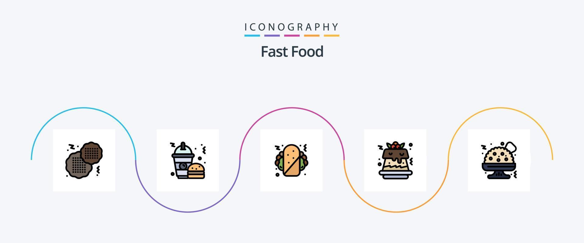 linha de fast food cheia de 5 ícones planos, incluindo . comida rápida. comida rápida. Comida vetor