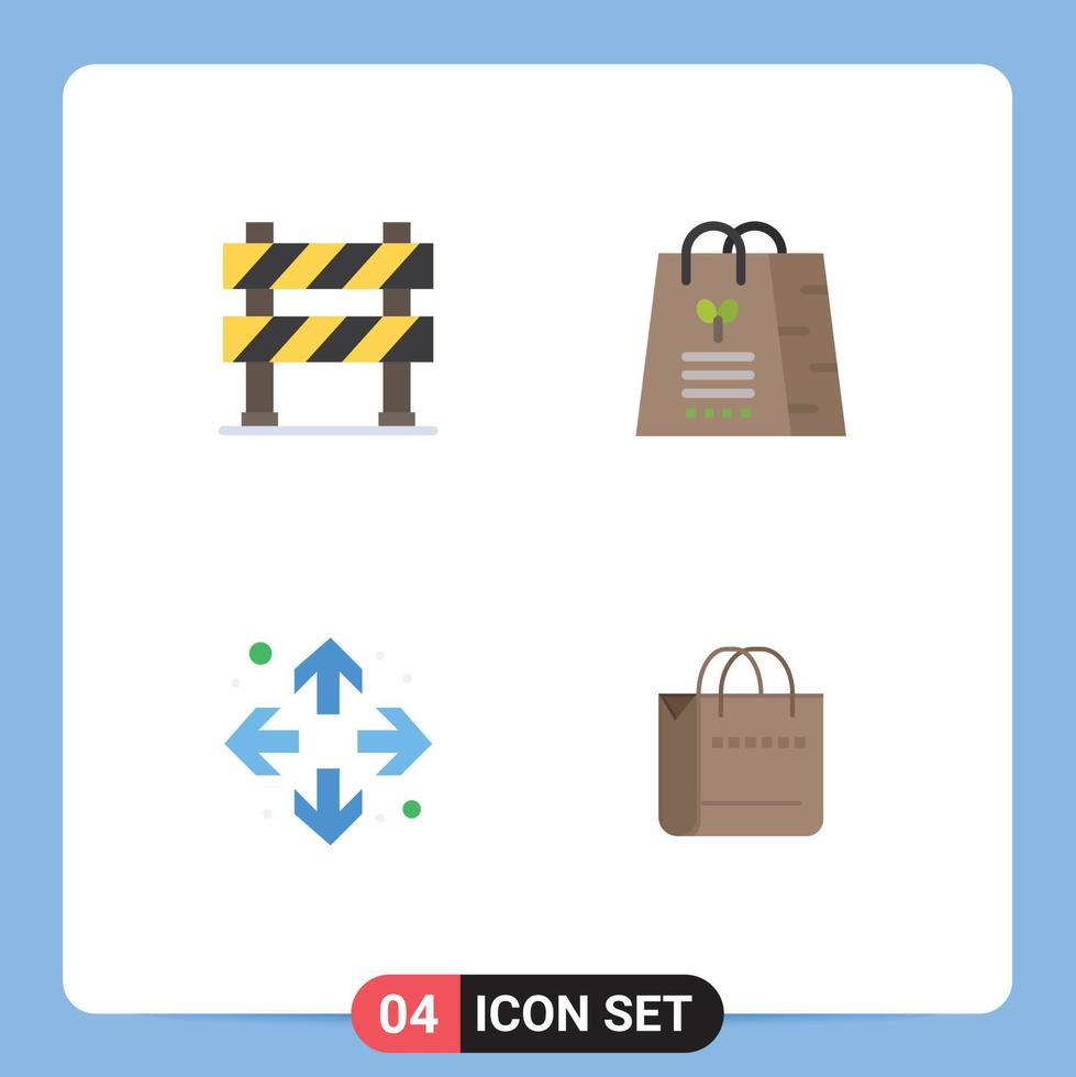 conjunto de 4 sinais de símbolos de ícones de interface do usuário modernos para barreira ampliar presente de sinal de estrada maximizar elementos de design de vetores editáveis
