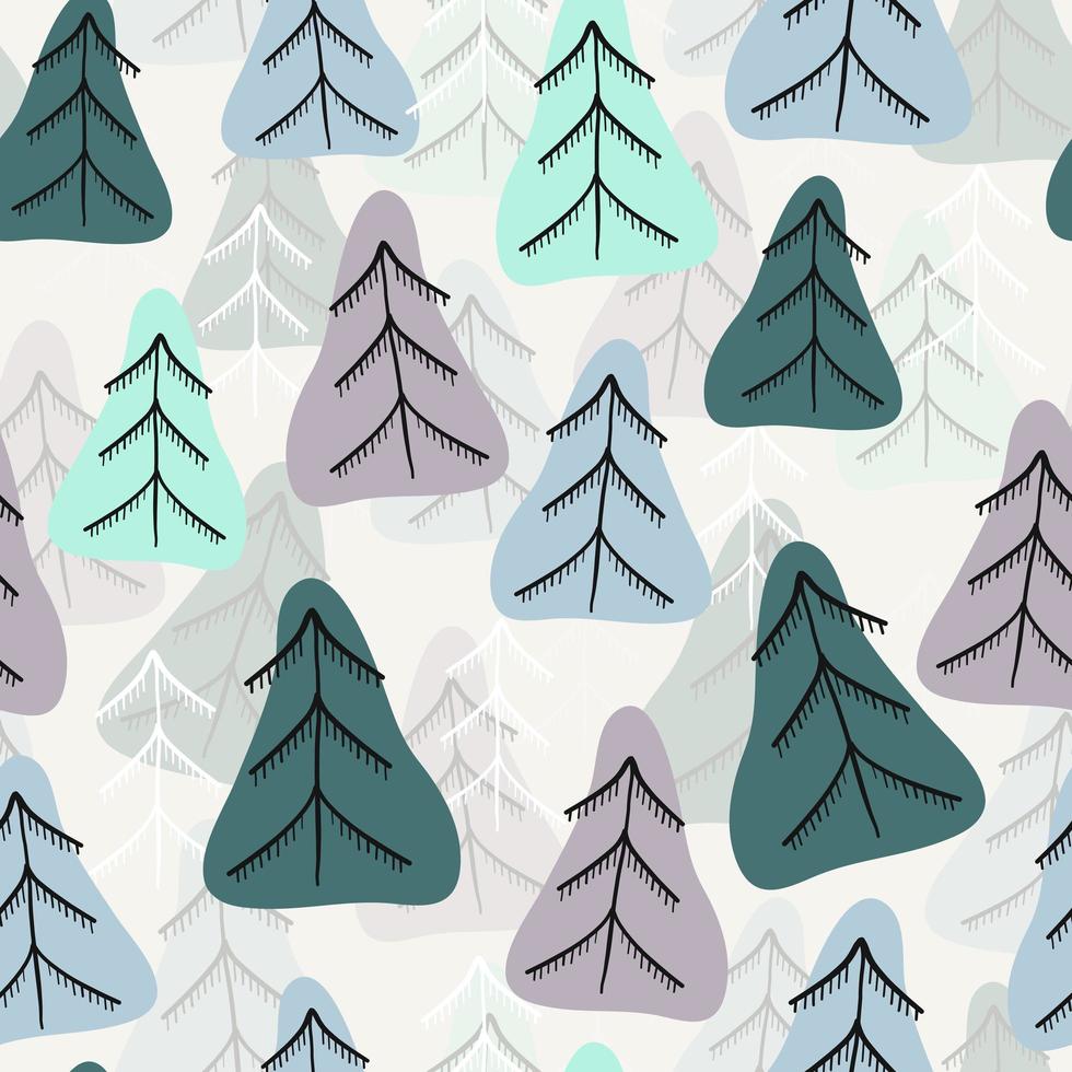 Seamless pattern background com doodle pinheiro vetor
