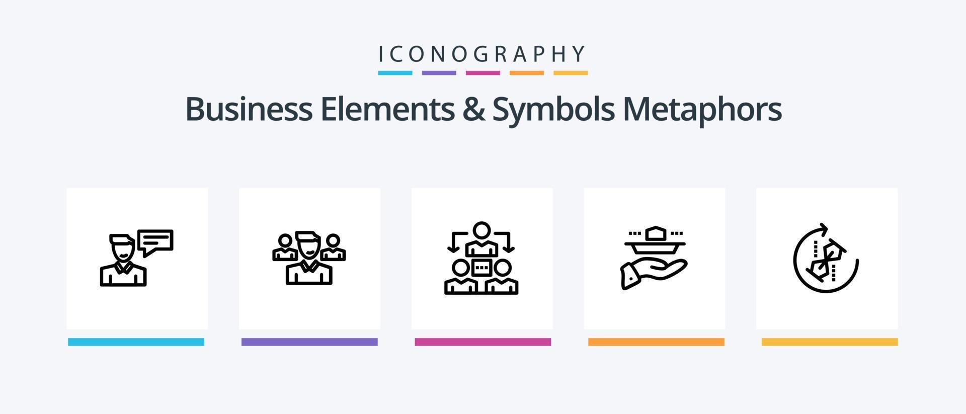 elementos de negócios e metáforas de símbolos linha 5 pacote de ícones incluindo mochila. configuração. cara. globo. comunicação. design de ícones criativos vetor