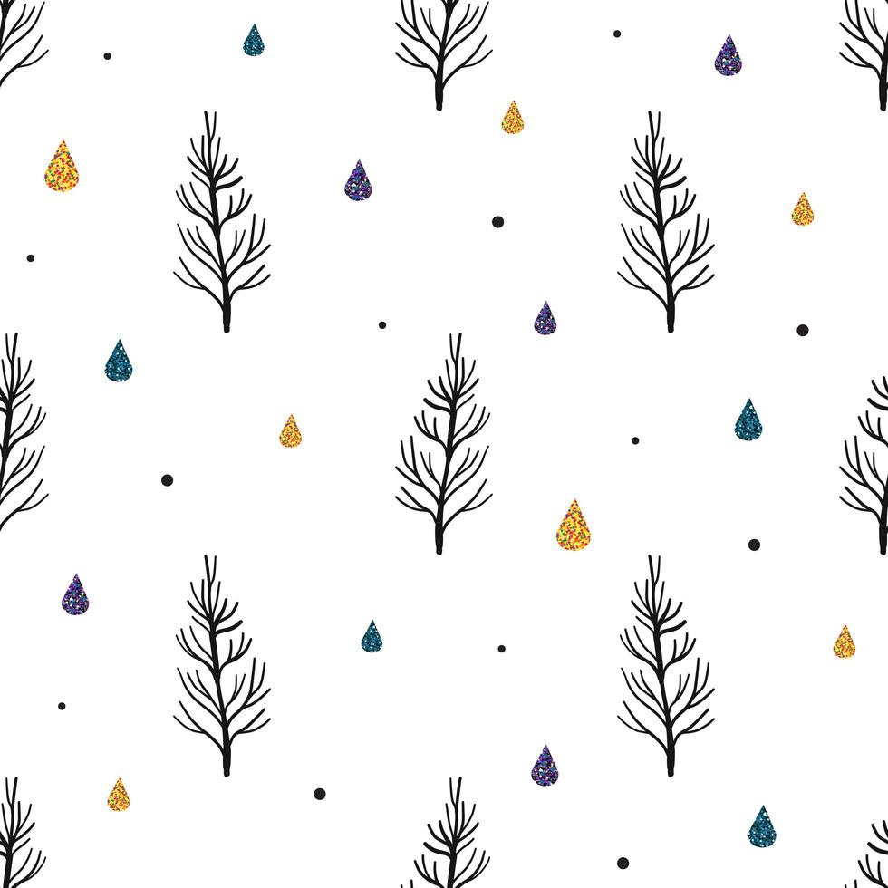 Seamless pattern background com pinheiro e neve vetor